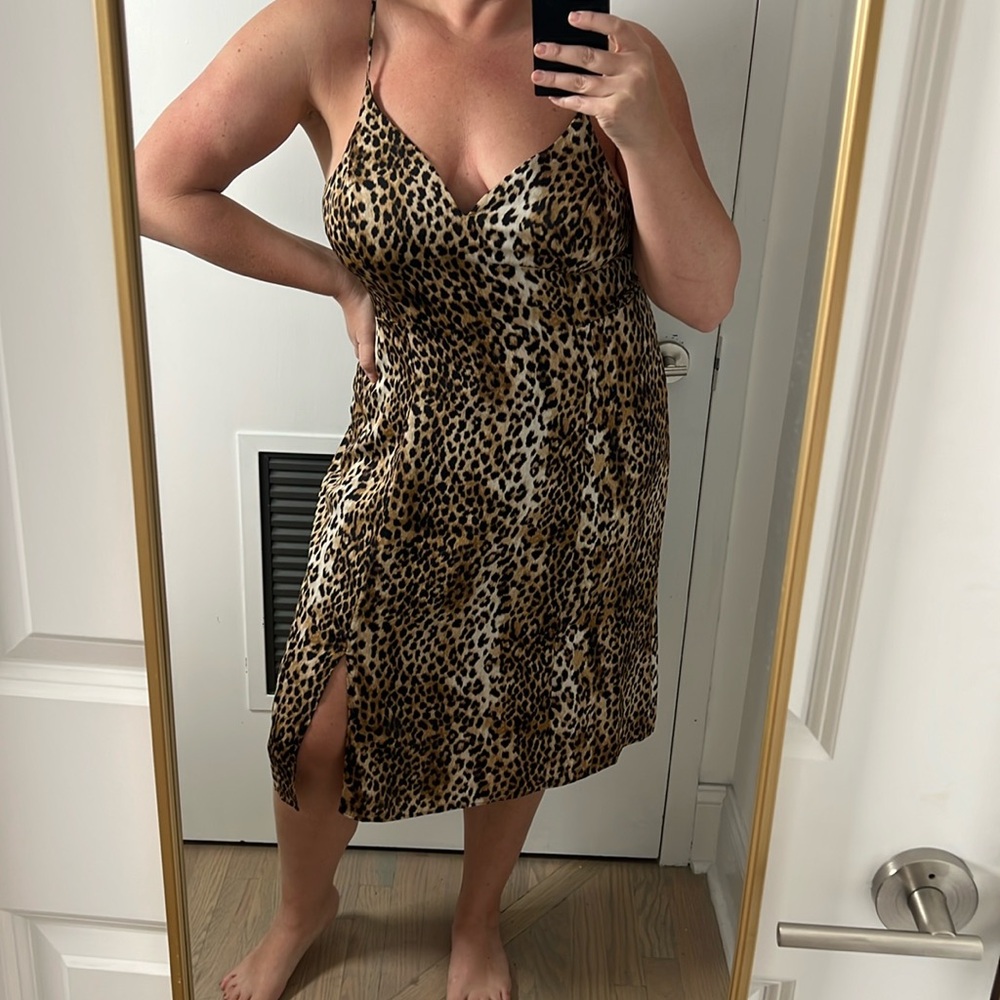 Animal Print MIDI Dress with side slit